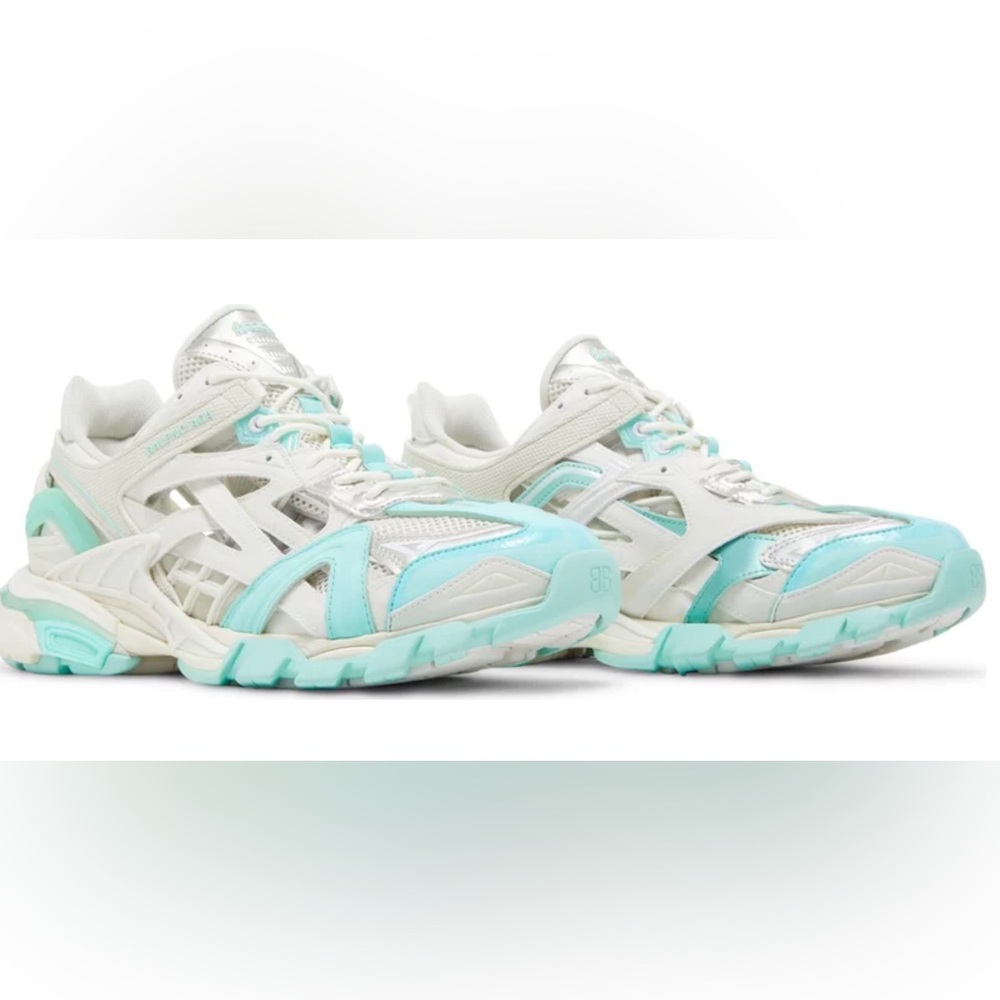 Balenciaga Rubber Mesh Tri-Color Womens Track.2 Open Sneakers, Size 40